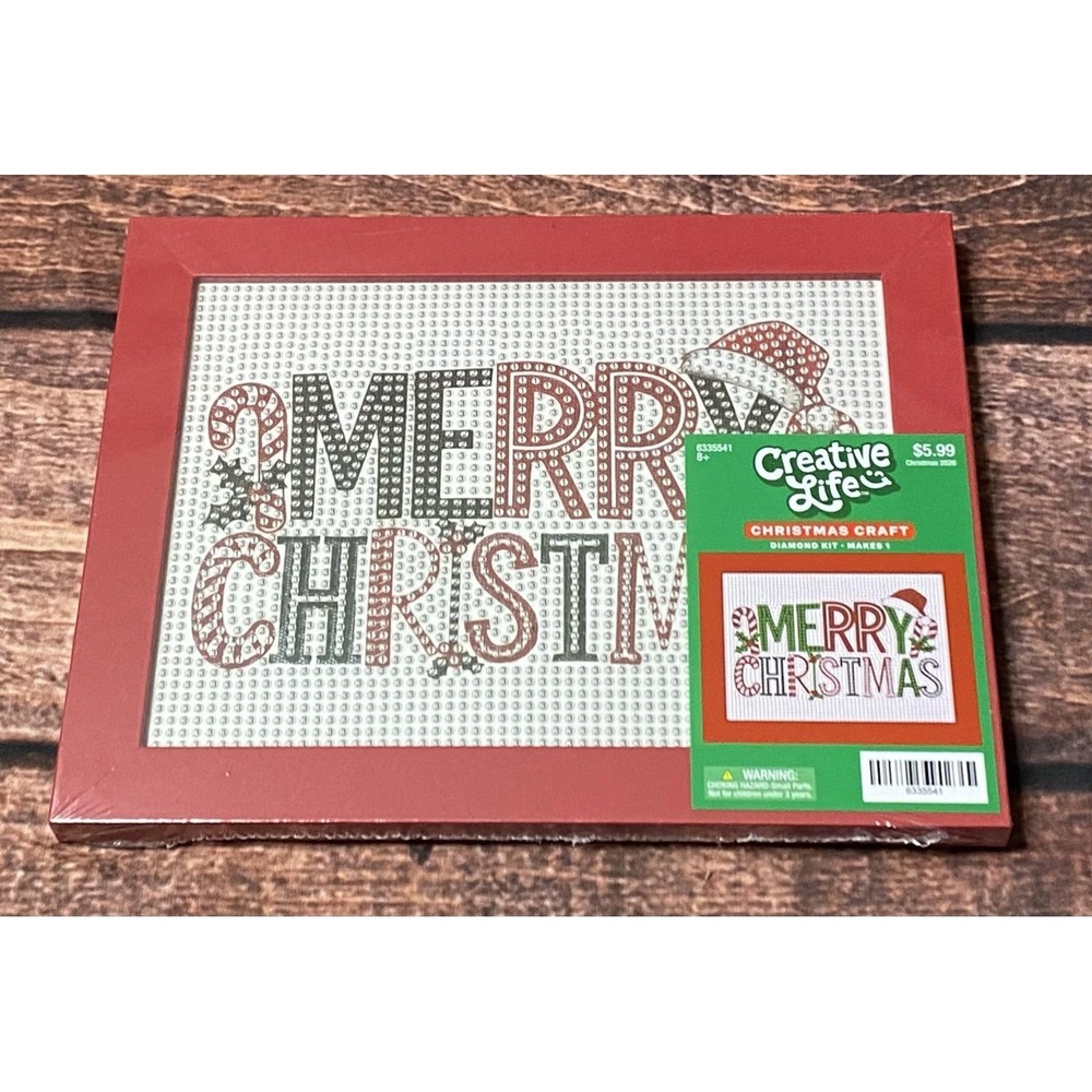 Merry Christmas Rectangle Diamond Painting Kit in Frame Hobby Lobby